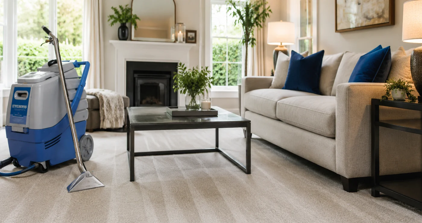 Professional carpet cleaning in a clean modern home